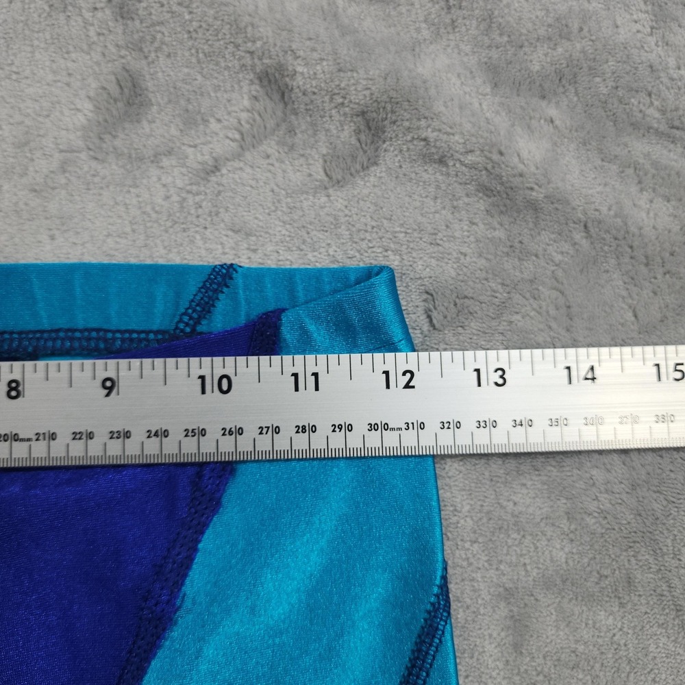Vintage Leggings Womens M Blue Chevron Coolorblock Capri Cycling Yoga Workout - Picture 5 of 9